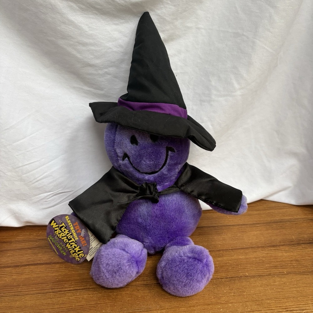 Vintage Dan Dee Tickle Wiggle Purple Witch Smiley Plush - Electronics Not Workin
